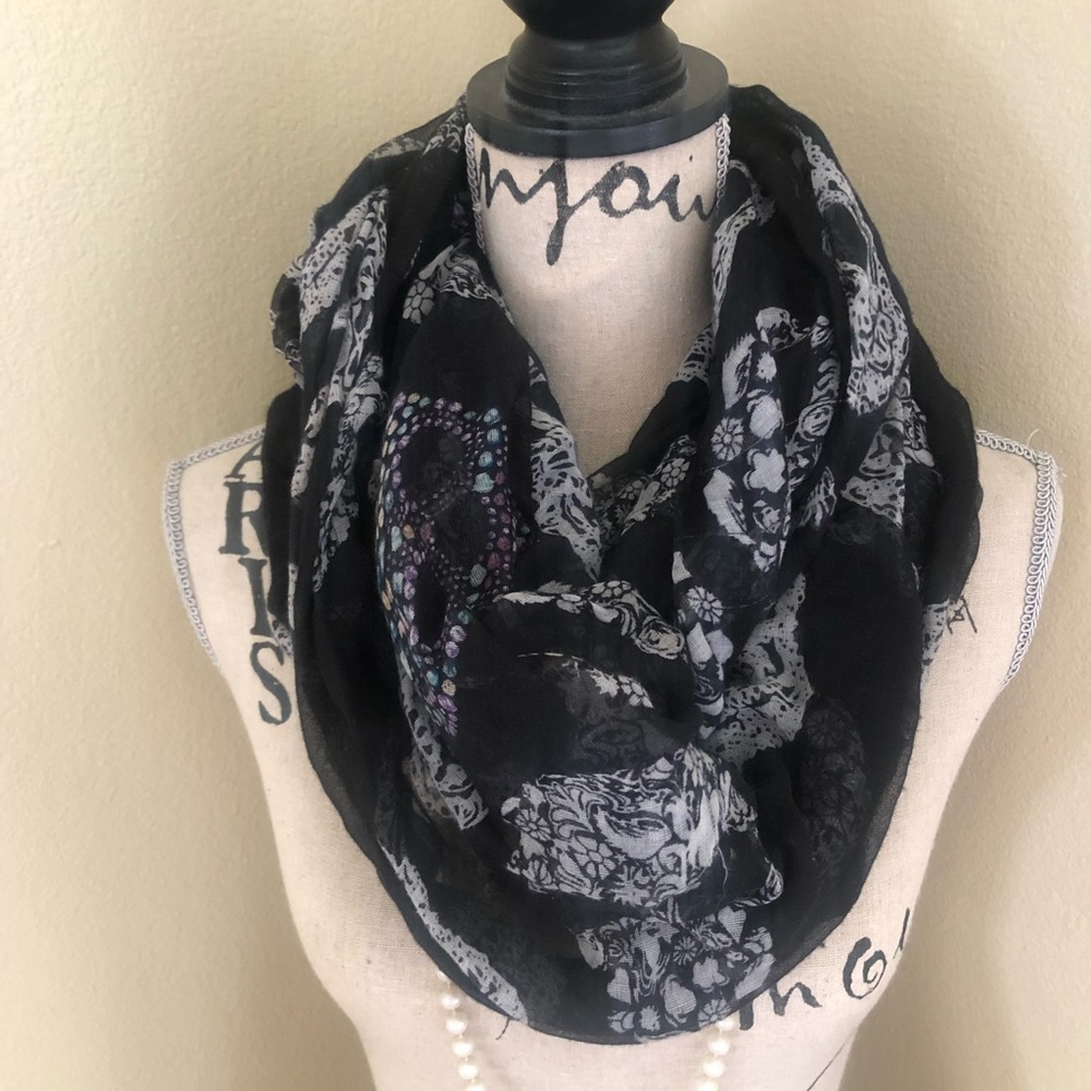 Black long wrap scarf